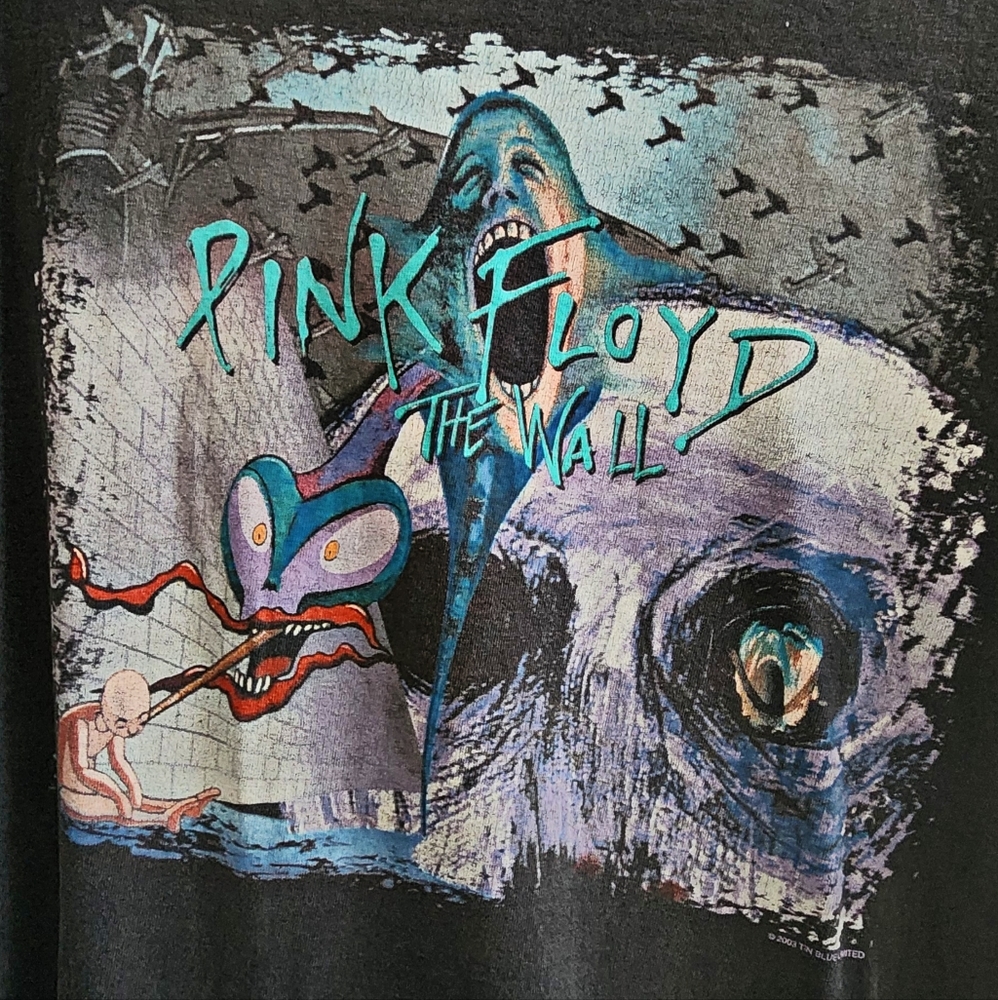 2003 Pink Floyd The Wall band tee. Tin Blue LTD. Distressed. Sz. LG.